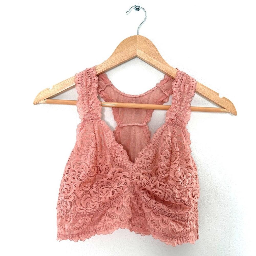 Torrid Curve Dusty Rose Floral Lace Racerback Bralette Size 0 / Women's 12 / L